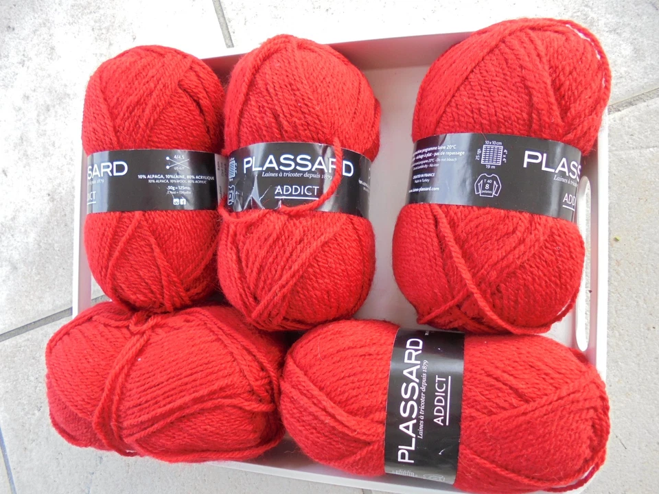 Lot de 5 pelotes de laine Plassard addict neuves - Photo 1/4