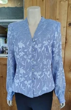 J.R. NITES by Calindo Womens Chiffon Shirt Long Sleeve Lined Pads Shoulder Sz 10