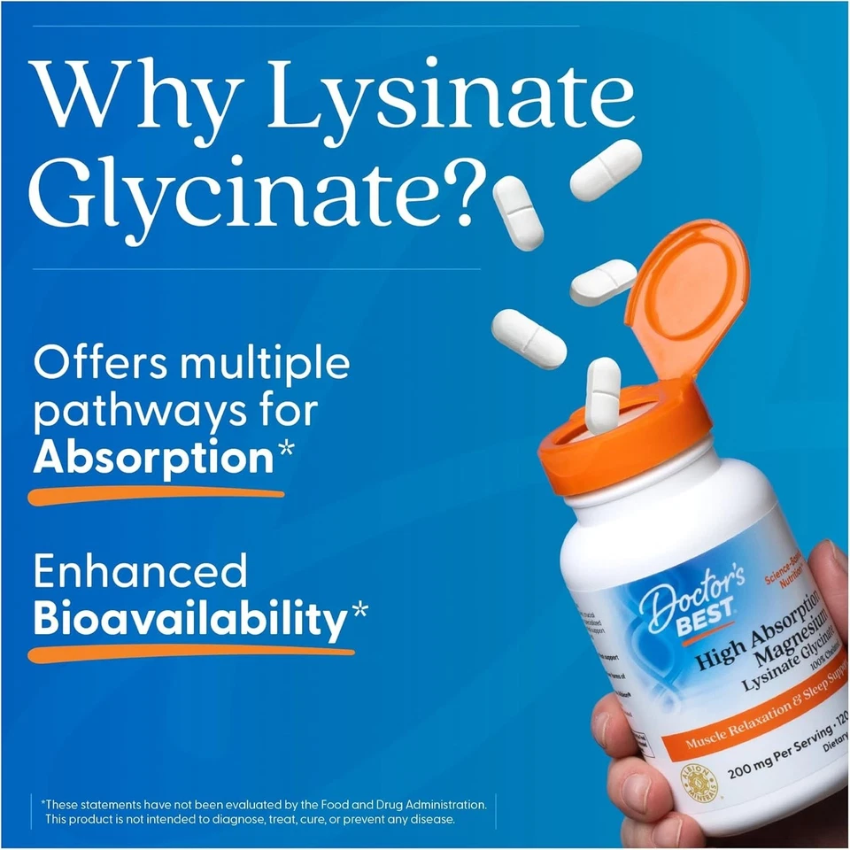 Doctor’s Best Lisinato de Magnesio de Alta Absorción Glicinato 120 Comprimidos EXP 2027+ Foto 4 de 4