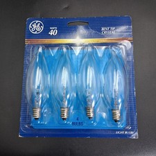 GE 40CAC 40W Bent Tip Crystal Candelabra E12 Light Bulbs 4 Pack NOS