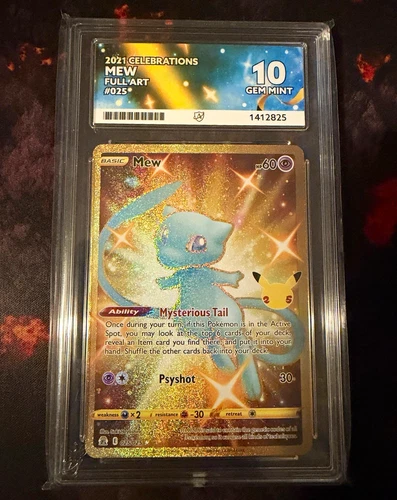 ACE Gem Mint 10 Pokémon TCG Celebrations Mew Full Art Holo Secret 025/025