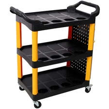 3 Tier Rolling Auto Detail Cart With Wheels,With Bucket & Panel & Hook