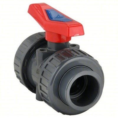 4PGD7 Manual 2-Way Ball Valve, Socket, PVC, 1-1/2''