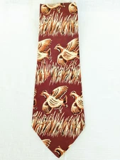 Vtg 30s Cohama Calif Swager by Steber Tie Rust Brown Pheasants Towncraft DeLuxe