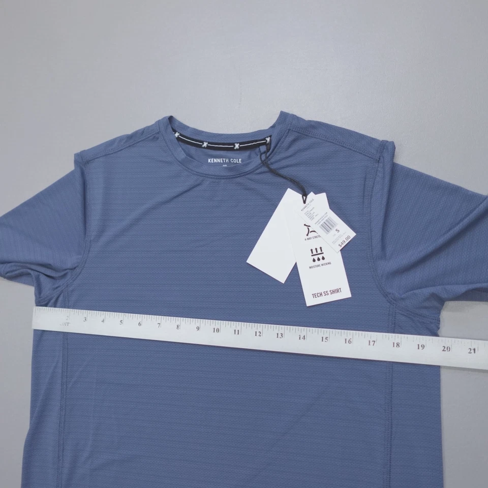 Camisa Kenneth Cole Tech SS para hombre malla sedosa elástica absorbente suave azul Nautilus Foto 4 de 4