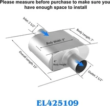 Universal Exhaust Muffler with Aggressive Sound, Anti-corrosive Chamber Muffler
