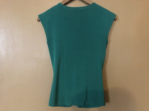Forever 21 Women's Size Small Tops V Neck Knot Front Green Fitted sleeveless - Picture 6 of 12