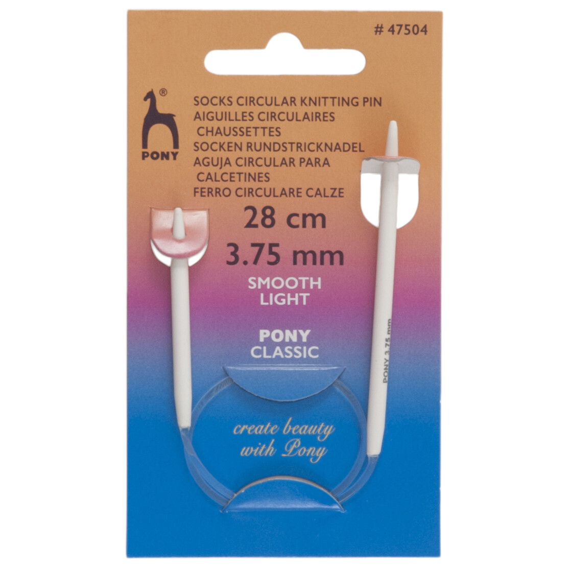 Spille per maglieria pony: circolari: fisse: calzino: 28 cm x 3 75 mm