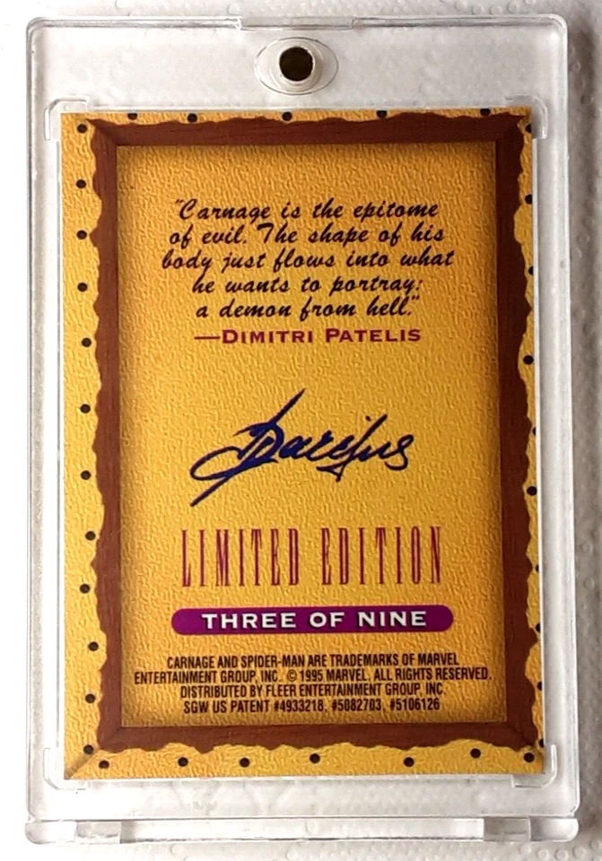 1995 Fleer Ultra Spider-Man Masterpieces ERROR Chromium CARD 3 CARNAGE - Image 3 of 4