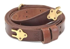 Brown Premium Drum Dyed Leather M1907 MILITARY RIFLE SLING  1" width
