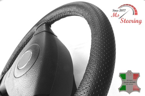 FOR GEO SPECTRUM 89-89 BLACK PERF LEATHER STEERING WHEEL COVER GREY STIT - Picture 2 of 6
