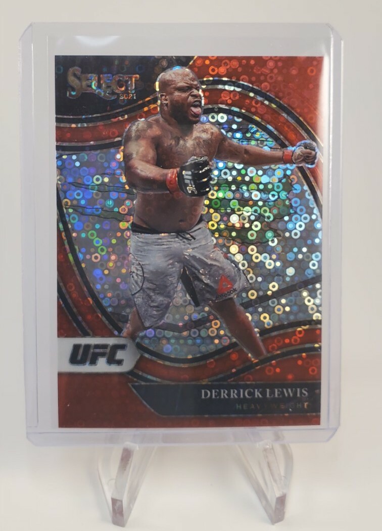 2021 Panini Select UFC Derrick Lewis Octagonside Red Disco Prizm #'d/199 💎 MINT