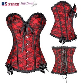 Women Plus Size Sexy Overbust Corset Top Bustier Waist Trainer Shaper Lingeries
