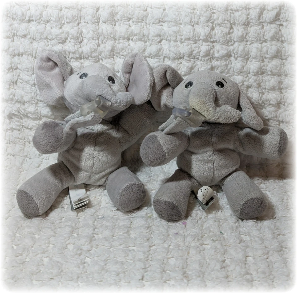 2 soportes para chupetes Philips Avent Elephant Lovey felpa calmante acurrucarse sin Paci Foto 2 de 4