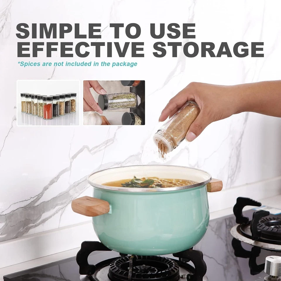 Black Countertop Rotating Spice Rack - Empty 16-Jar Revolving Organizer - Image 4 of 4