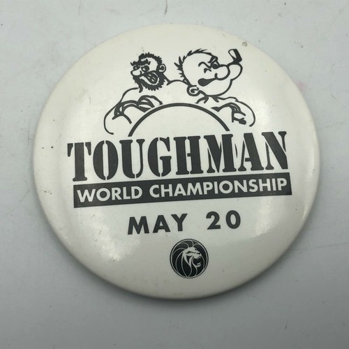 Vintage TOUGHMAN World Championship Popeye Bluto MGM Lion 3" Button Pinback Pin - Picture 8 of 12