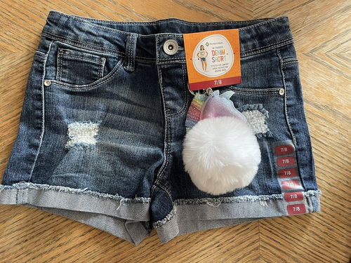 Members Mark NWT Girls Size 7/8 Print Knit Denim Stretch Short 7 8 New Unicorn
