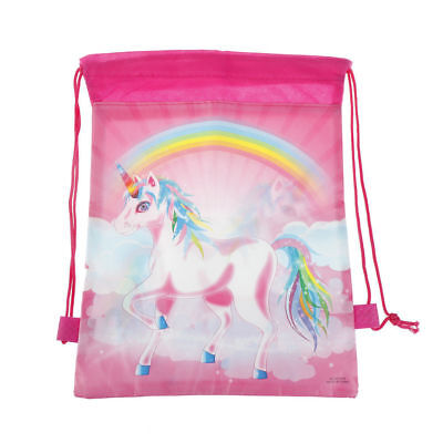 Unicorn HEAD Drawstring Gym Bag Polyester School Travel Bag PE Kit Childrens