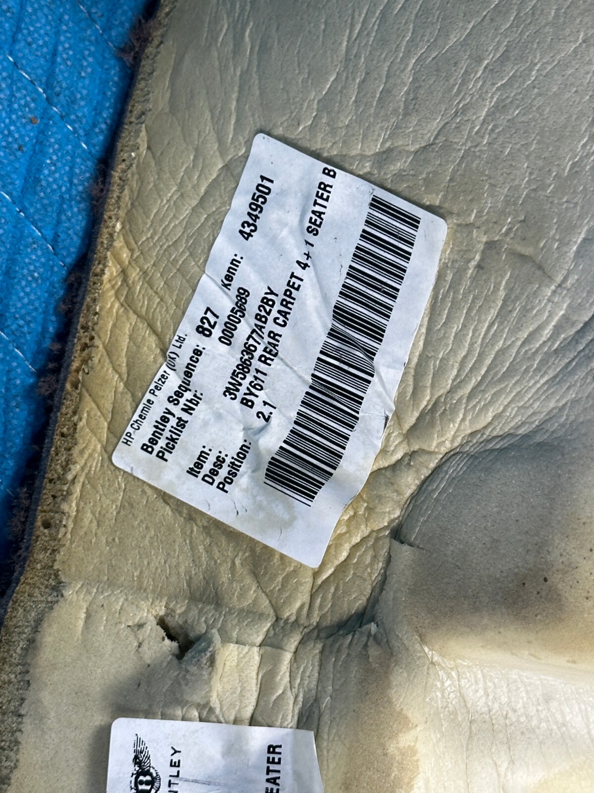 Bentley Continental Flying Spur Rear Floor Carpet Burnt 29k 2006-2012 OEM