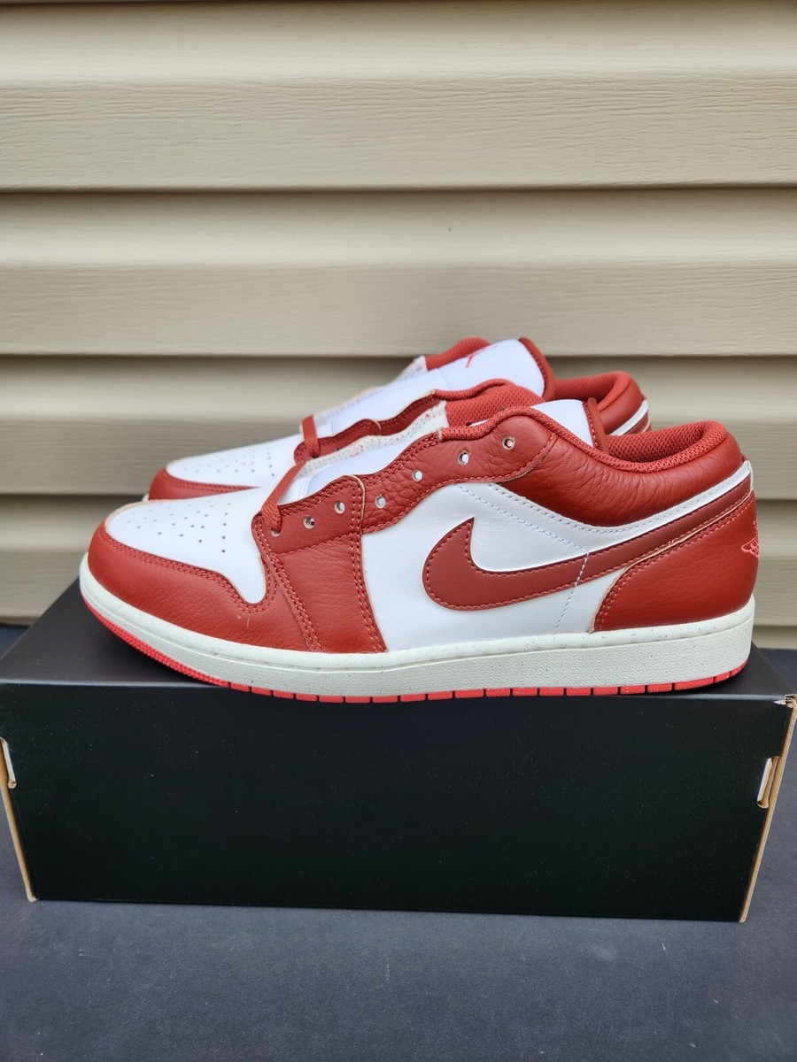 ◆NIKE◆ AIR JORDAN 1 LOW SE WHITE/DUNE RED-LOBSTER ◆大人気 Nike Air Jordan 1 Low SE Shoes White Dune Red Lobster Men's
