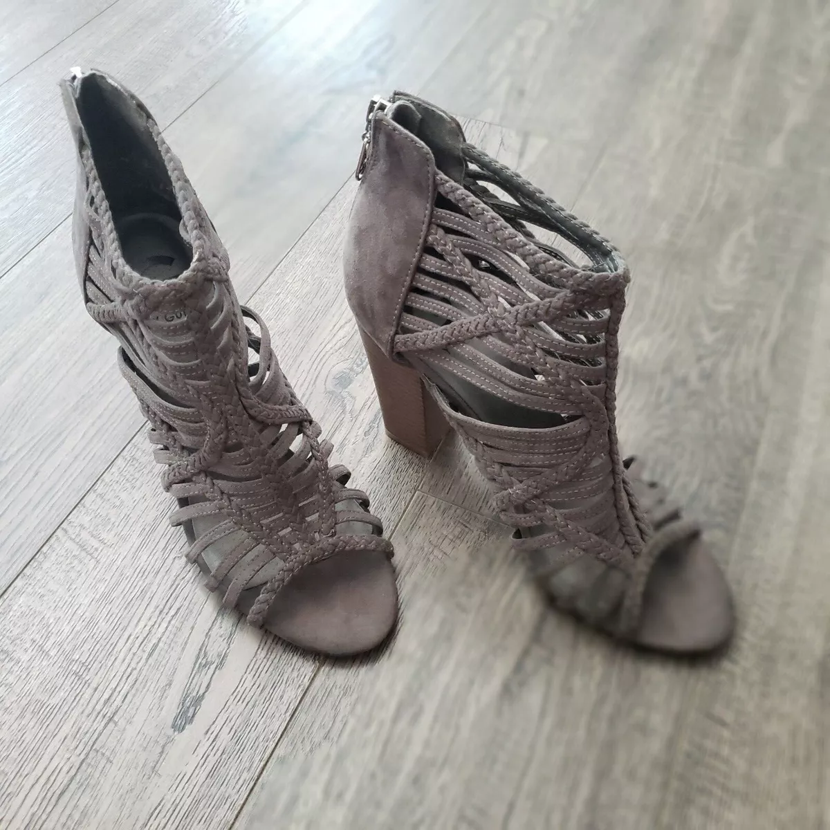 Ladies grey hotsell heeled sandals