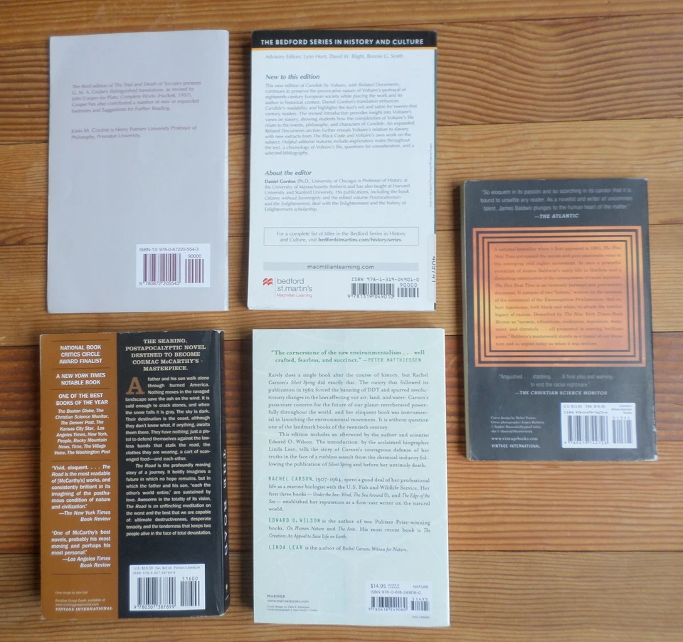 College English Books Writing Lot of 5 Plato Candide The Road Silent Spring Fire - Image 2 of 4