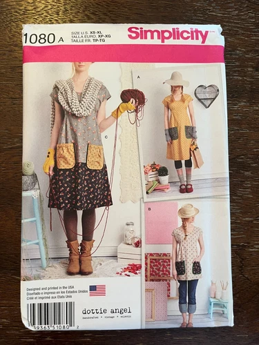 Simplicity 1080 UNCUT Sewing Pattern, Misses' Dress or Tunic, Size XS-XL