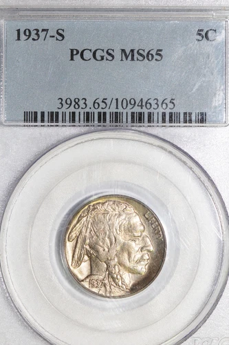 1937-S Buffalo or Indian Head Nickel PCGS Graded MS 65 (10946365)