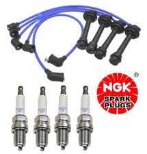 1985-1989 Toyota MR2 1.6L NGK Spark Plugs BCPR5ES11 + TX35 Blue Wires Kit 