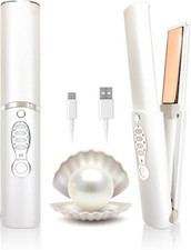 Portable Cordless Hair Straightener  Curler - Fast Heating Mini Flat Iron