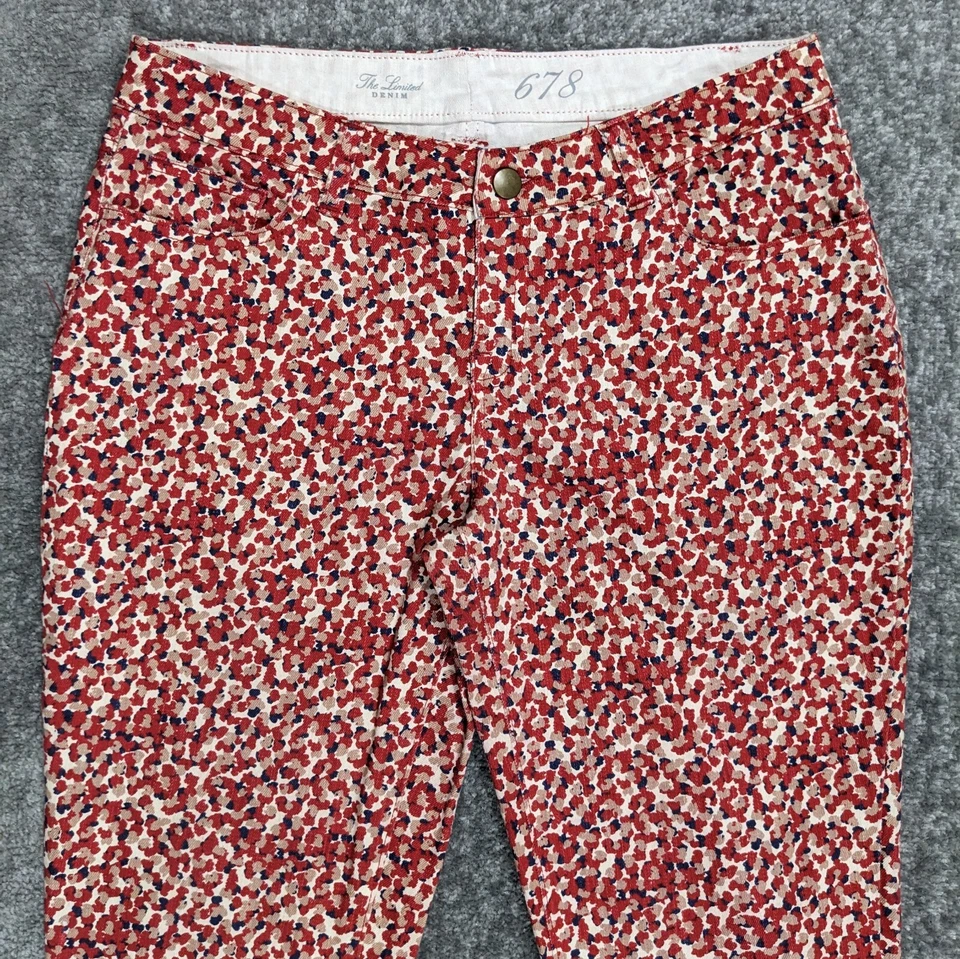 Pantalones ajustados The Limited Denim 678 talla 8R estampado rojo elástico tiro medio Foto 4 de 4