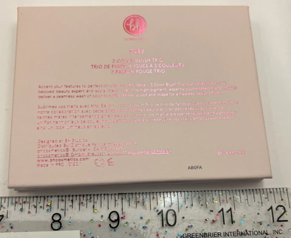 New Mrs. Bella Rosy Blush Trio Palette Mirror Pink 3 Colors Makeup BH Cosmetics - Image 4 of 4