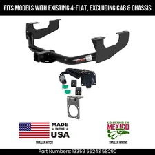 For 99-01 F250 SD Trailer Hitch w/ 7 Pin Wiring Fit w/ exst 4Way Excl C&Cs Curt