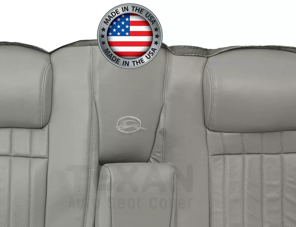 94 Chevy Impala SS Rear Seat Lean Back Perforated Leather Replacement Cover Gray - Image 3 of 4