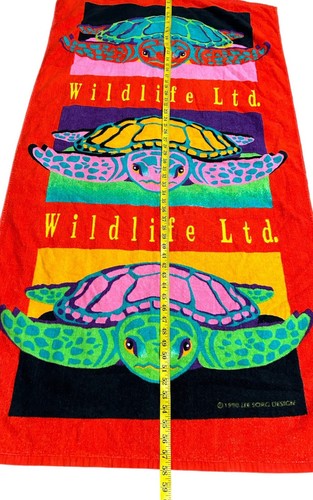 Vintage 90s Seven Seas Sea Turtle Beach Towel Wildlife Ltd 58x30” Flaws READ - Picture 5 of 8