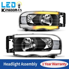 Black Headlights Sequential Turn Signal Lamp For 02-05 Dodge Ram 1500 2500 3500