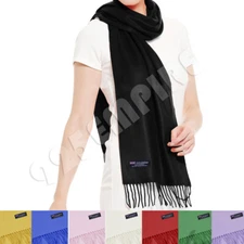 Men Women 100% CASHMERE Scarves Winter Warm Solid Color Wool Plain Scarf 