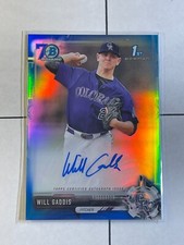 Will Gaddis 2017 Bowman Chrome Auto Blue Refractor 70th #ed /70 Rockies Prospect