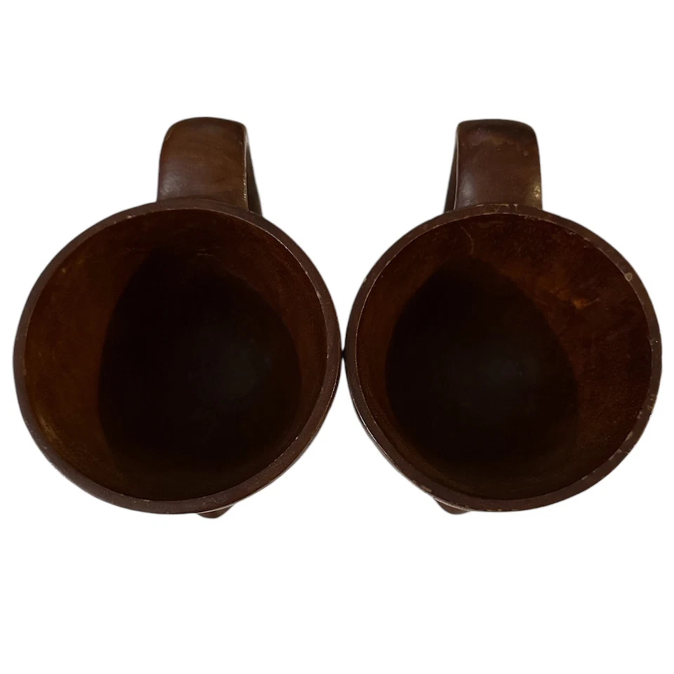 Juego de 2 tazas talladas vintage en madera de teca para él y para ella Foto 2 de 2