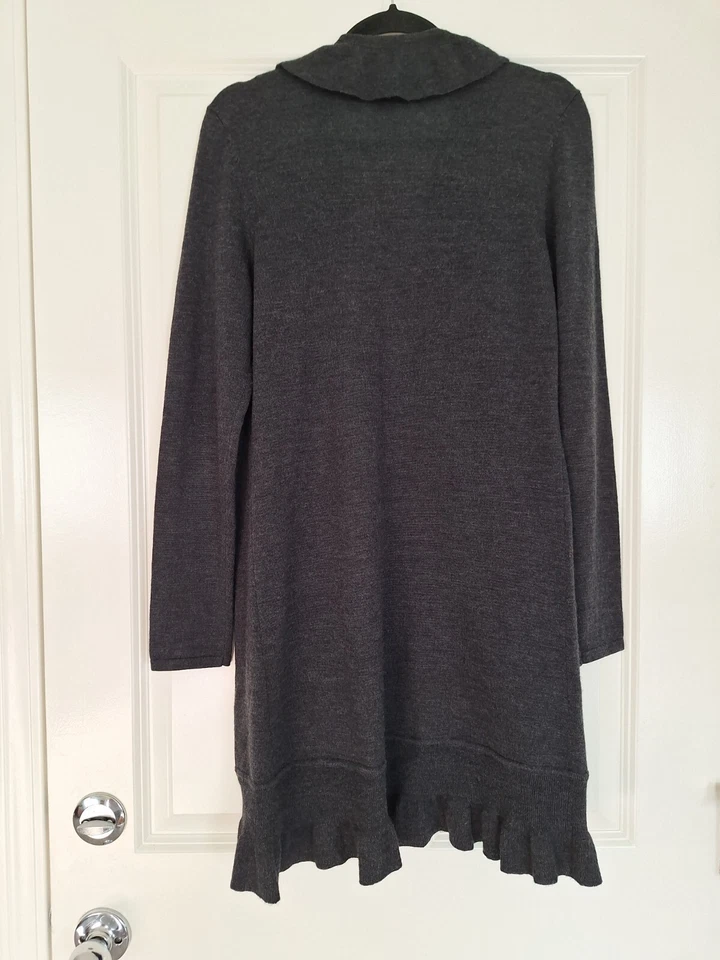 Cárdigan largo con volantes delanteros abiertos Only Mine 50 % lana merino talla M Foto 3 de 4