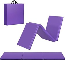 Folding Exercise Mat 2" Thick Gymnastics Mat 6'x2' with Carrying Handle Purple