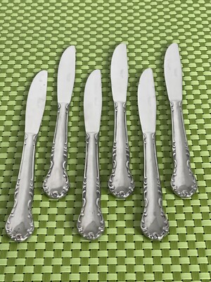 Unknown Manufacturer QUEEN'S COURT Stainless 6 Dinner Knives Glossy Flatware E44