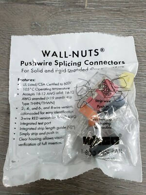 WAGO 50042219 WALL NUTS PUSH-WIRE CONNECTORS FOR SOLID & STRANDED COPPER WIRE