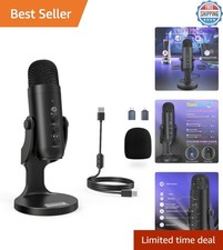 Versatile USB-C Podcast Microphone with Gain Control Wide Device Compatibility