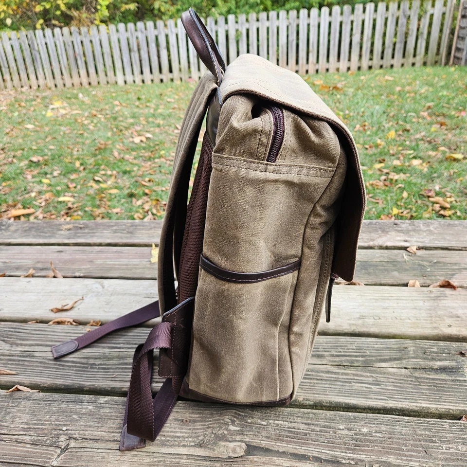 Mochila ONA Camps Bay campo bronzeado lona encerada couro acolchoado bolsa para laptop câmera - Imagem 4 de 4