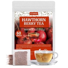 Premium 60 Hawthorn Berry Tea Bags, Made with 100% Natural Hawthorn Berries, Aid
