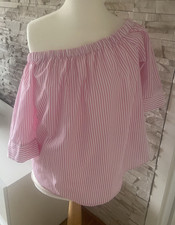 ICHI Damen Bluse Tunika Schulterfrei Rosa-Wei...