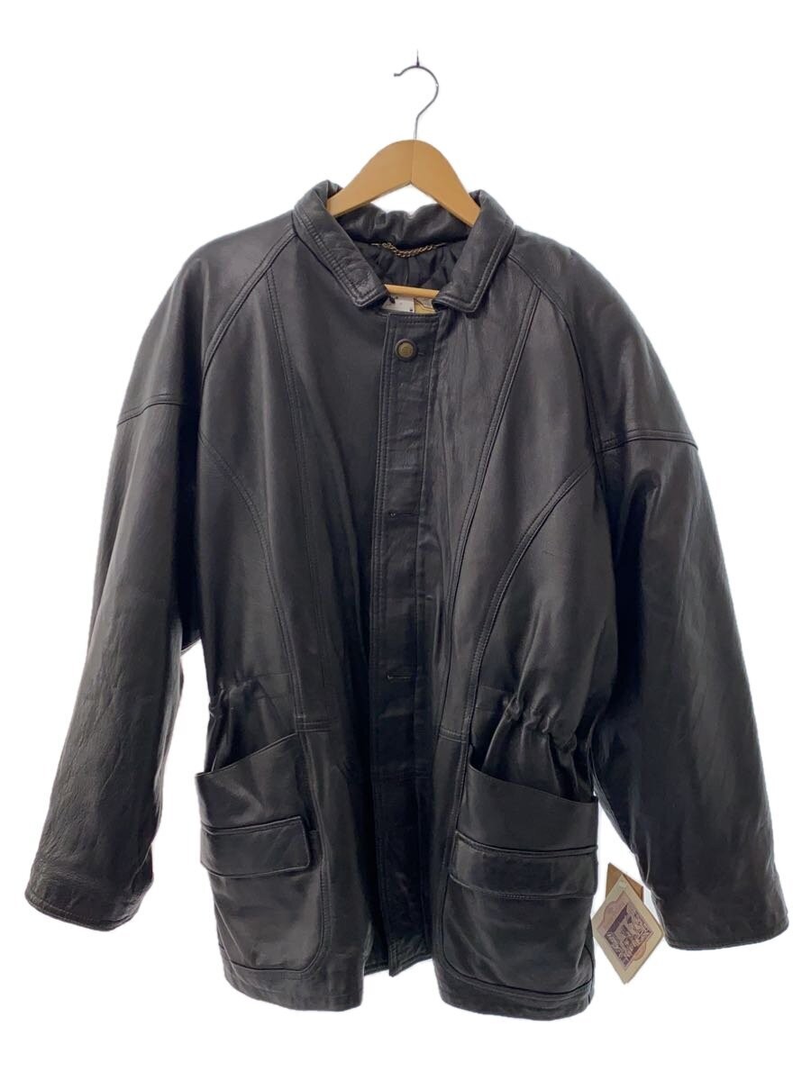 Vintage Leather Biker Jacket Blouson Zip-Up S Black 1246