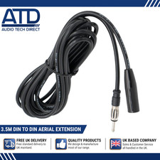 Aerial Antenna Adapter Extension Lead Car Radio Cable DIN Plug 3.5m Black Extend