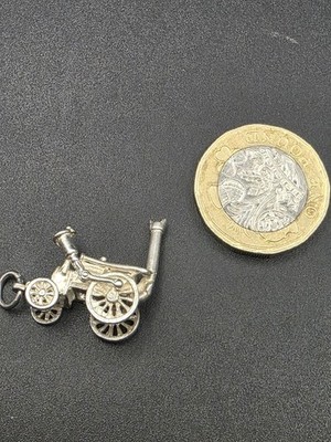 Vintage Sterling Silber Dampfmaschine Charm/Anhänger 4,37g